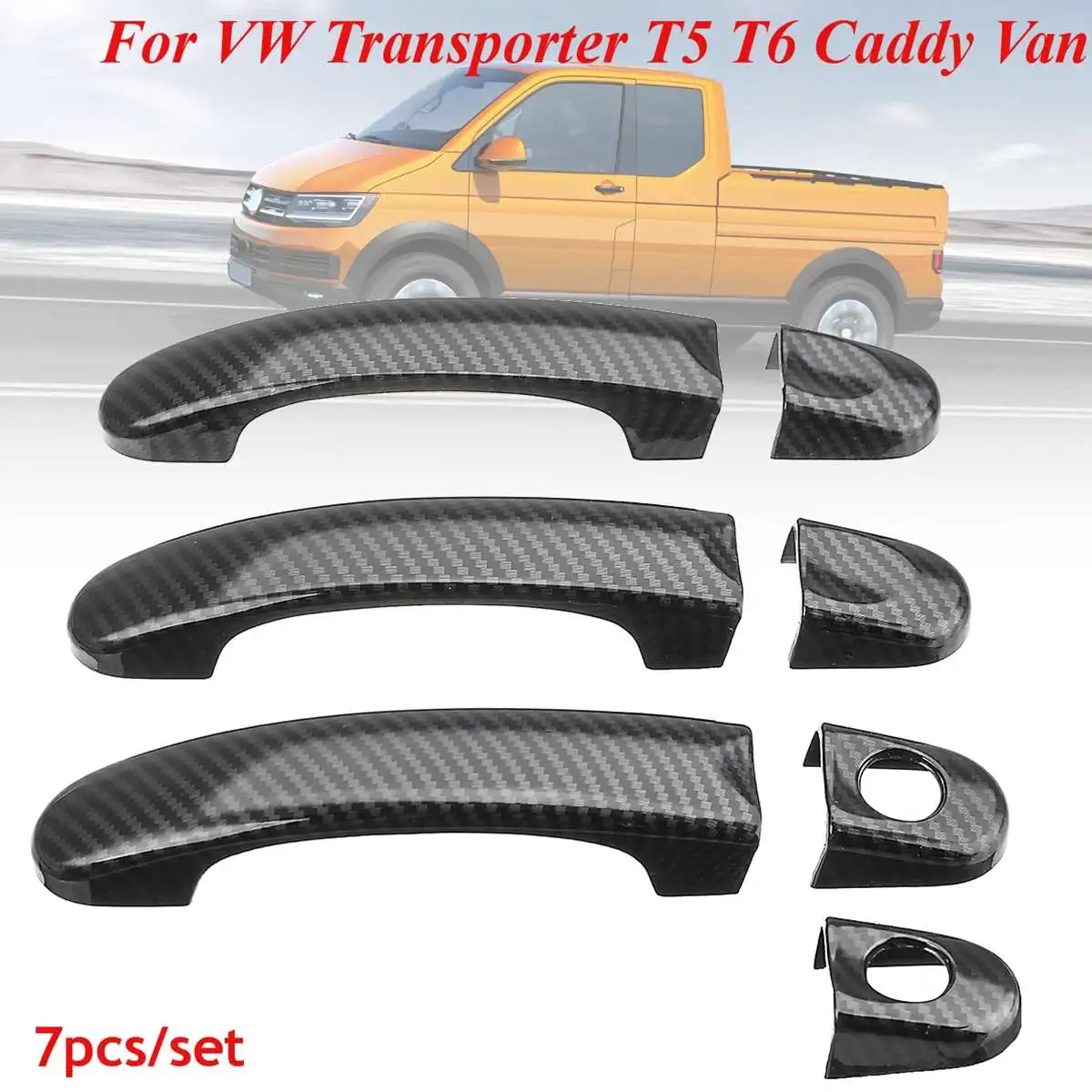 7 шт. набор карбоновых ручек для VW Transporter T5 T6 Caddy для Vans 2004 05 06 07 08 09 10 11 12