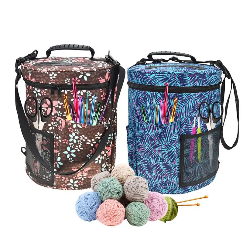 

New Large-sized Cylinder Crochet Hook Storage Bag Woolen Yarn Storage Bag Tote Organizer For Knitting And Knitting Polyester
