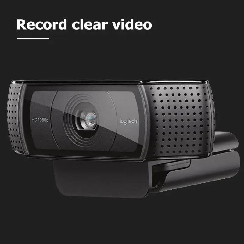Камера с автофокусом и 2 встроенными микрофонами для записи видео logitech C920, камера с разрешением Full HD 1080P 60 fps для ноутбука/ПК