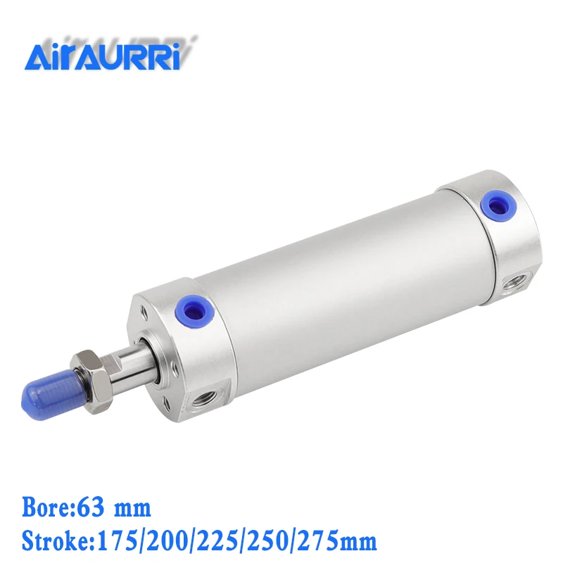 

Lightweight Round cylinder SMC type 63mm bore 175/200/225/250/275mm stroke CG1BN Rubber bumper / CG1BA air cylinder cushion