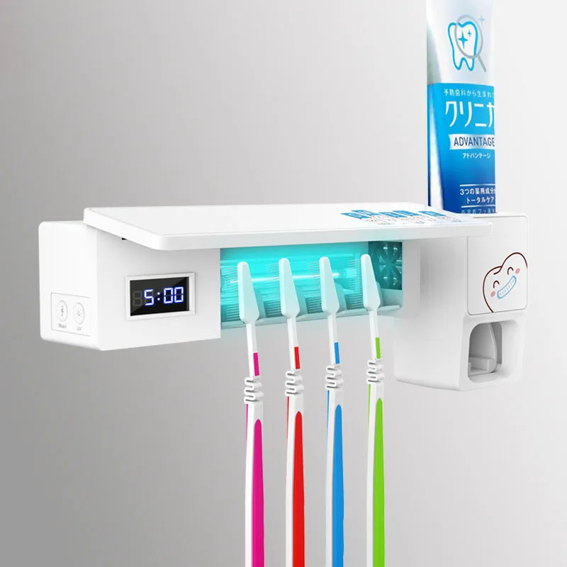 

USB Charger UV Light Toothbrush Holder Sterilizer Box Ultraviolet Antibacterial Toothbrush Cleaner Toothpaste Dispenser