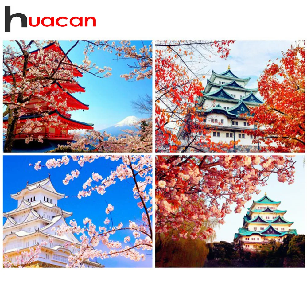 

Huacan 5d Diamond Embroidery Scenery Cross Stitch Kits Diamond Painting Nagoya Full Drill Square Diamond Mosaic Sale Needlework