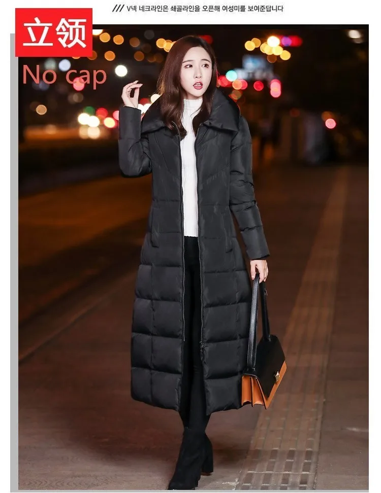 Extra long white duck down jacket female winter 2018 new long over the knee long thick slim Slim warm ladies down coat women top Extra long white duck down jacket female winter 2018 new long over the knee long thick slim Slim warm ladies down coat women top