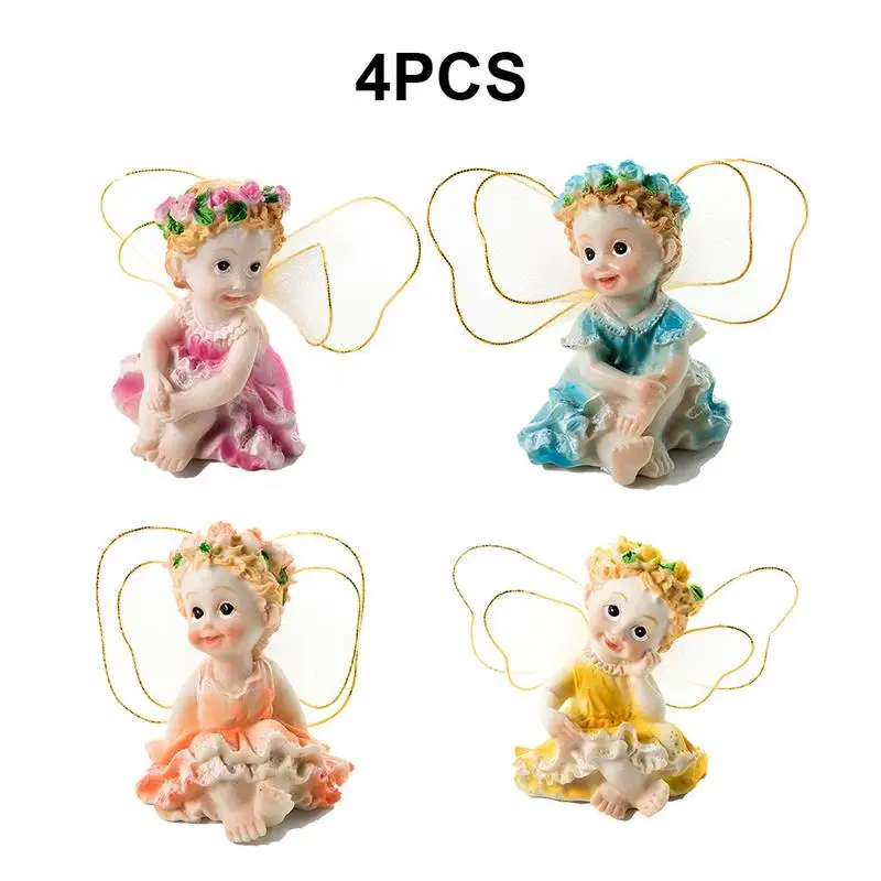 

4 Pcs/ Set Miniature Flower Fairy Artificial Mini Cartoon Elf Micro Landscaping Decoration Home Garden DIY Accessories Craft
