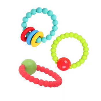 

3PCS Baby Silicone Beads Teether Ring Chain for Infant Nursing Silicone Teething Tooth Training Accessories Baby Newborn Care
