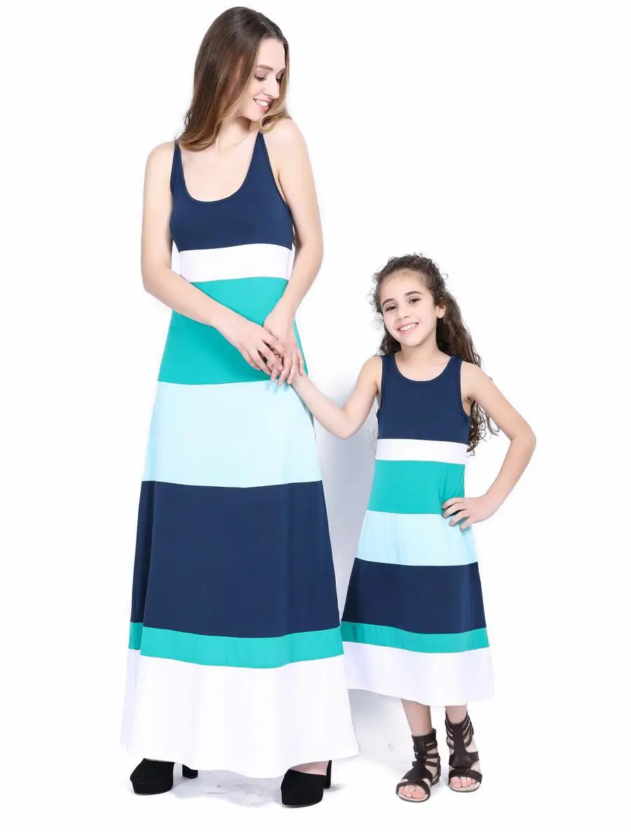ZOGAA 2019 Sleeveless Family Matching Clothes Stripe Mother Daughter Dresses Causal Moeder Dochter Kleding 2 colors ZOGAA 2019 Sleeveless Family Matching Clothes Stripe Mother Daughter Dresses Causal Moeder Dochter Kleding 2 colors