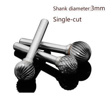 

1pc 3mm Shank Tungsten Steel Burr Cutter Single-cut Grinding Carving Head Rotary Files Router Bit For Metal Polishing D Type