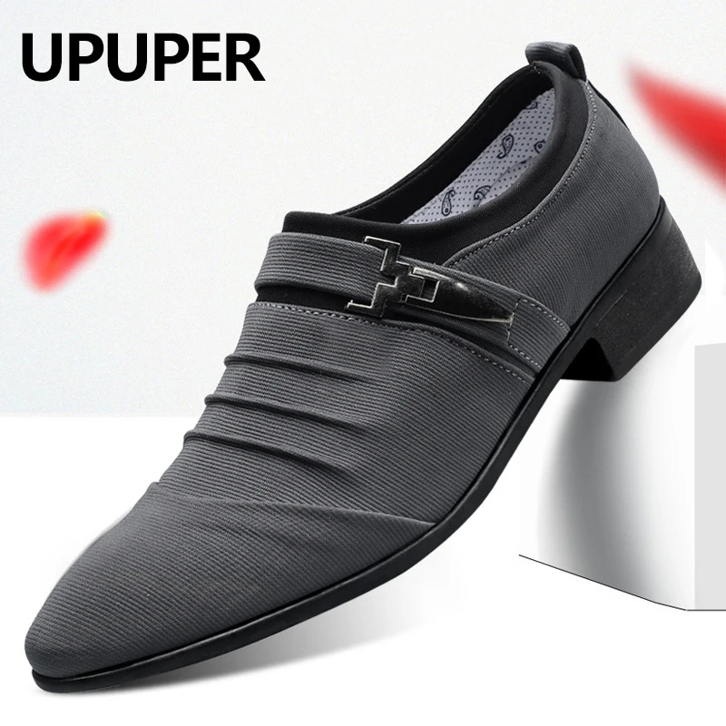 UPUPER/большие размеры 38-47; свадебные туфли для мужчин; коллекция года; модная классическая парусиновая обувь с острым носком; мужские черные оксфорды без шнуровки; официальная мужская обувь