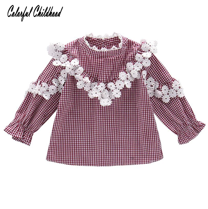 Baby Girls Blouses Fashion Plaid Long Sleeve Shirts Little Girl Spring