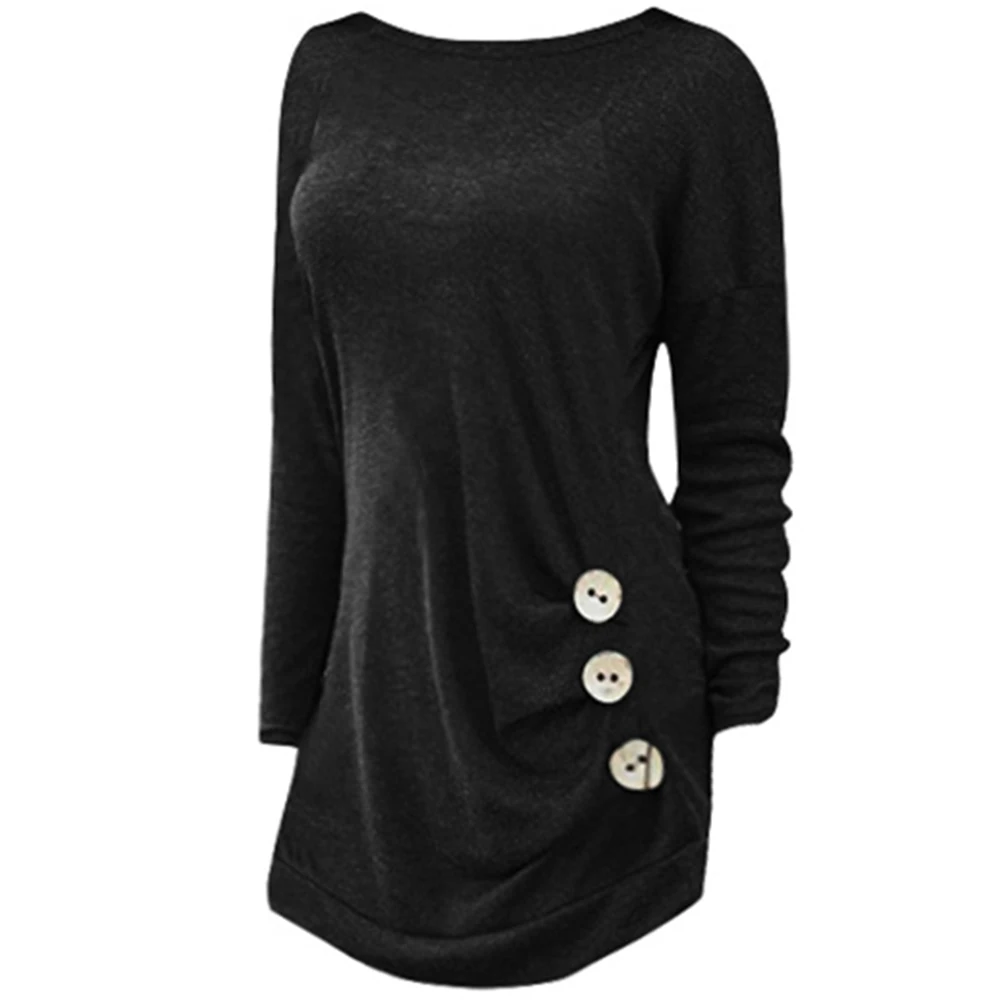 

Lortalen PlusMiss Plus Size 5XL Side Button Loose Long Sleeve T-Shirts Women XXXL XXL Big Size Autumn 2019 Long Tops Tees Ladies