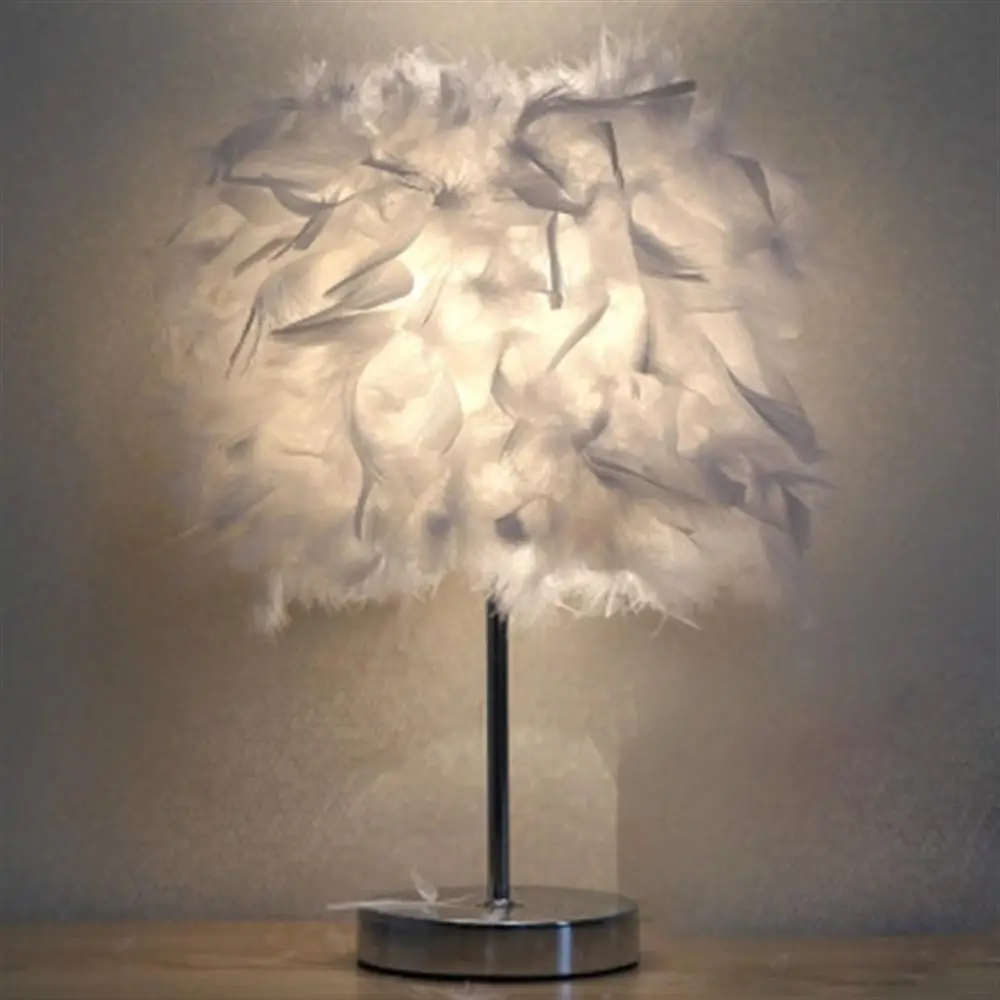 

Retro Creative Feather Lamp Table Lamp for Baby Kids Children Bedroom Droplight Lighting Decor small size
