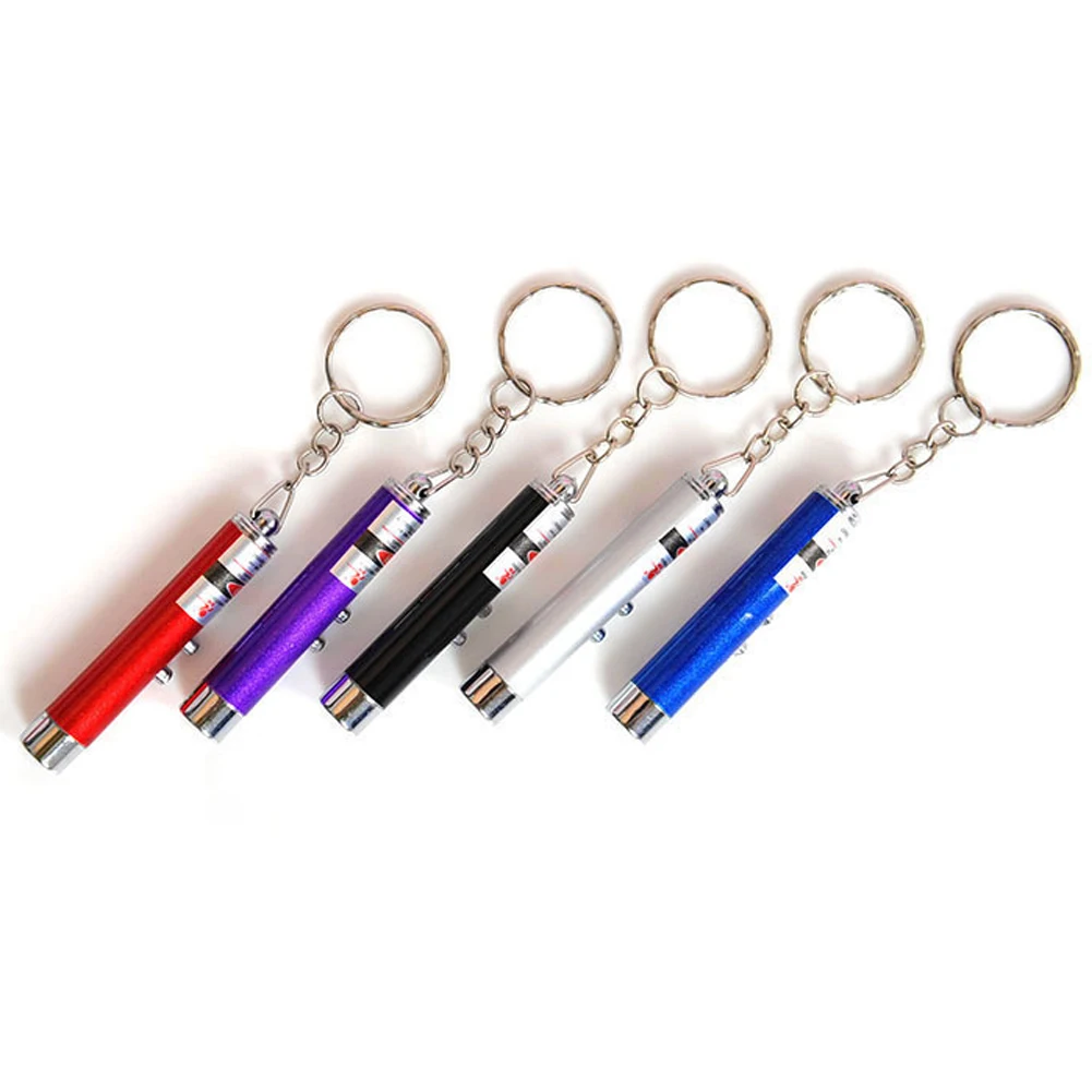 

3-in-1 Portable Mini Laser Light Pointer LED Torch Beam Flashlight Keychain