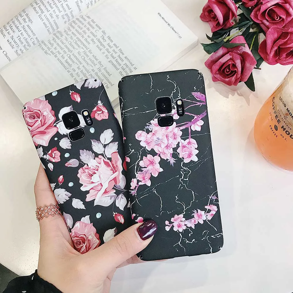 Матовый чехол KISSCASE с цветочным узором для Samsung Galaxy S7 Edge S8 S9 Plus гладкий жесткий Note 8 9
