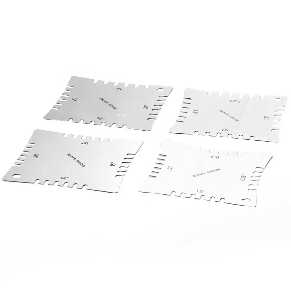 

4Pcs Stainless Steel Guitar Notched Radius Gauge Design Fingerboard Fretboard Measuring Tool Set Wide & Narrow Radius Gauges