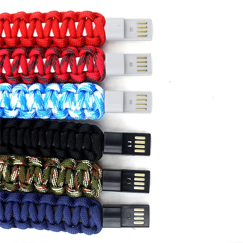 

iPhone USB Interface Data Line Weaving Rope Parachute Bracelet Phone Charger Portable Outdoor Surviving Bracelet For Woman Man