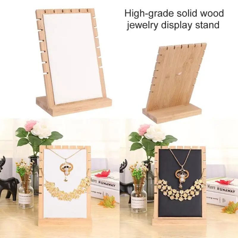 Wood PU Detachable Jewelry Organizer Stand Necklace Bracelet Holder Rack