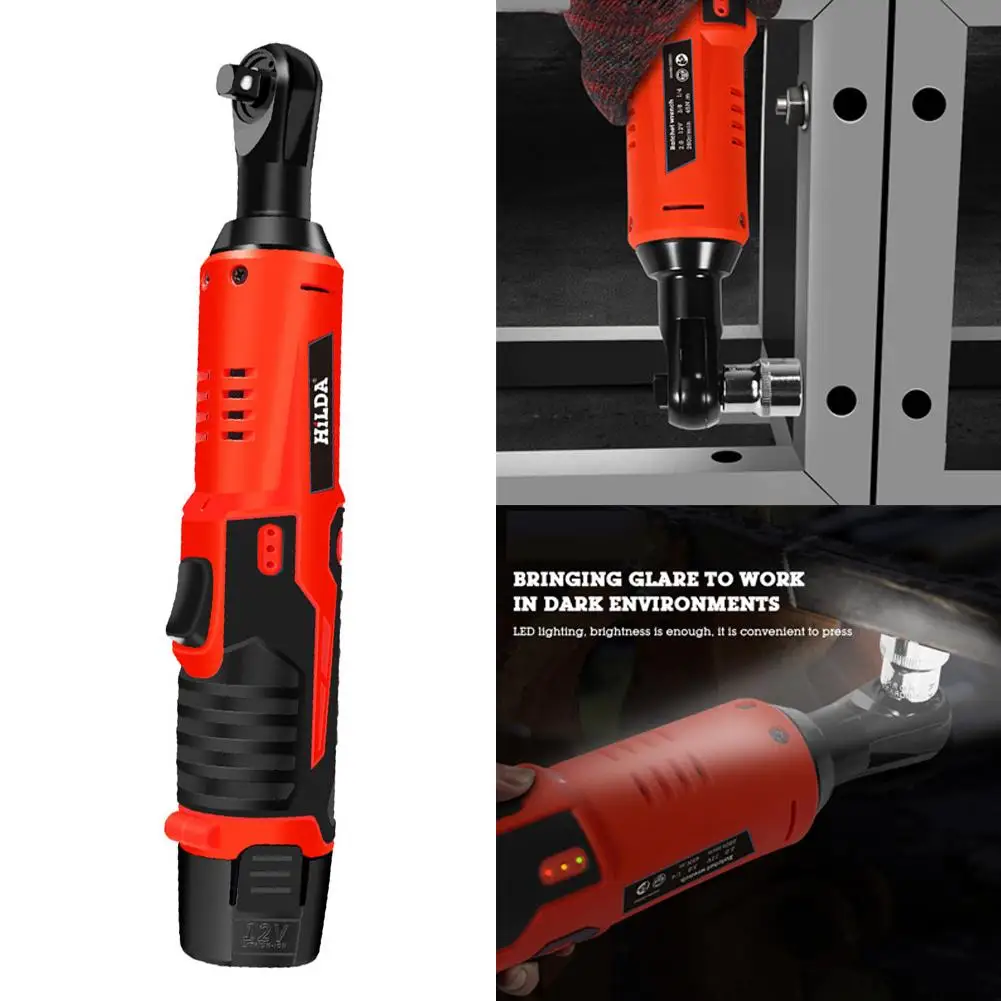 

12v Lithium Battery Rechargeable Electric Wrench Portable Ratchet Wrench 90 Degree Power Tool Wrench Quick Charger Dropship