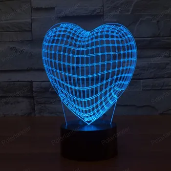 

Visual light colorful gradient night light touch LED lamp touch switch 3D lights A heart Colorful Illusion LED lights