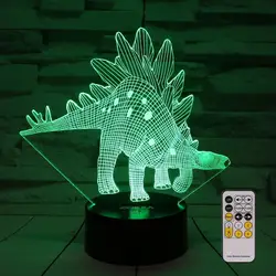 Детский лучший подарок динозавр игрушки ночные огни для детей 7 цветов Изменение 3D ночник с умным прессом пульт дистанционного управления
