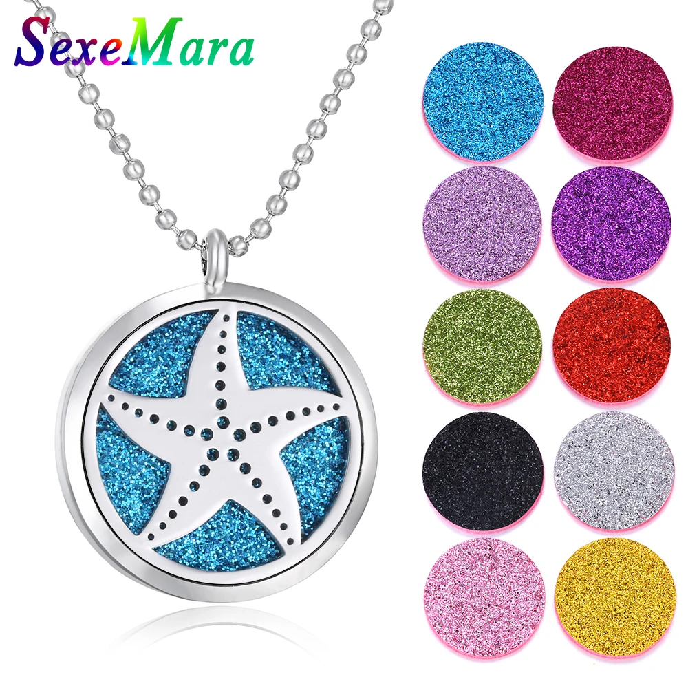 New Aromatherapy Diffuser Pendant Necklace Starfish Essential Oil Perfume Locket with Pads for Women | Украшения и аксессуары