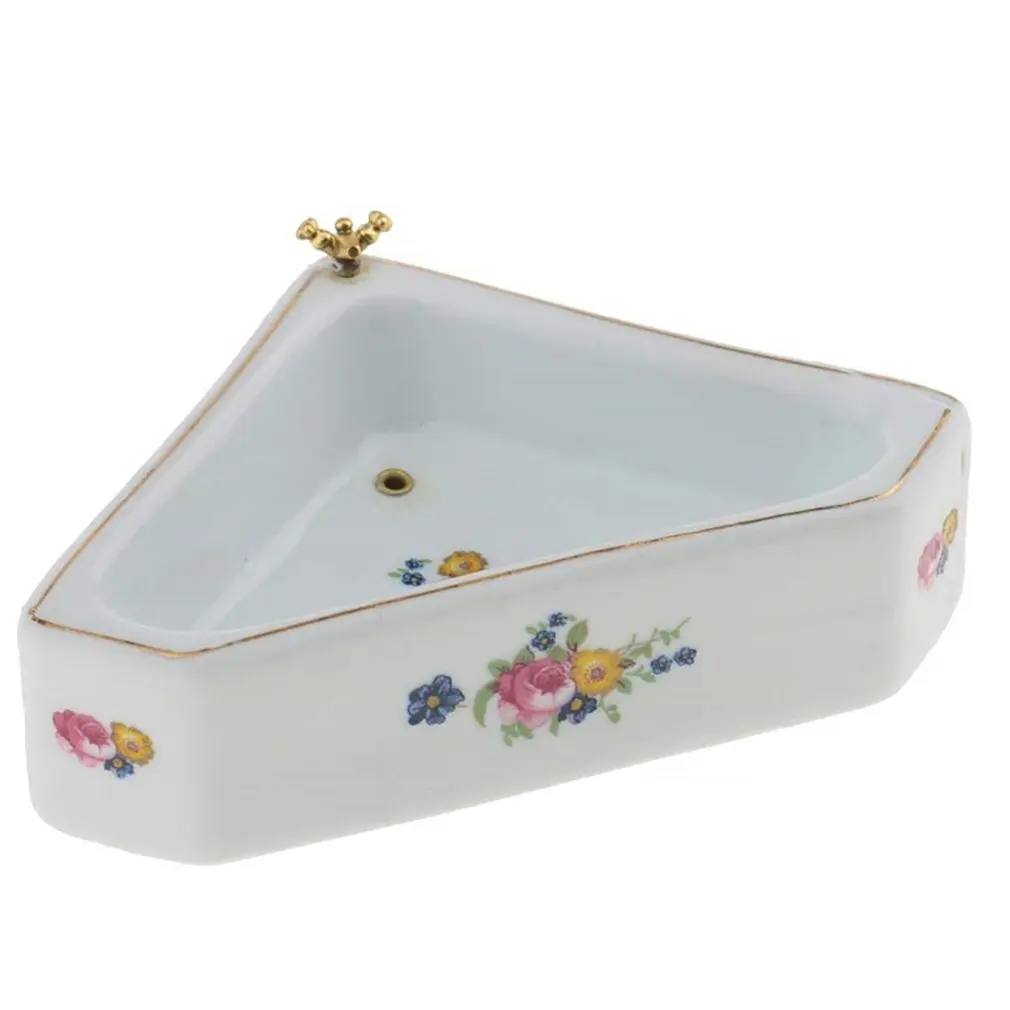 

Luxury Dollhouse Miniature Ceramic Bathroom Floral Lavabo Washing Basin Suitable for Your 1/12 Dolls House Decoration