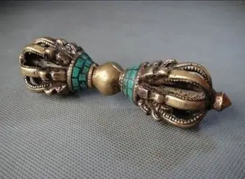 

Chinese Tibetan Buddhism Bronze Turquoise Buddhist Ritual Tool Hand Vajra Dorje