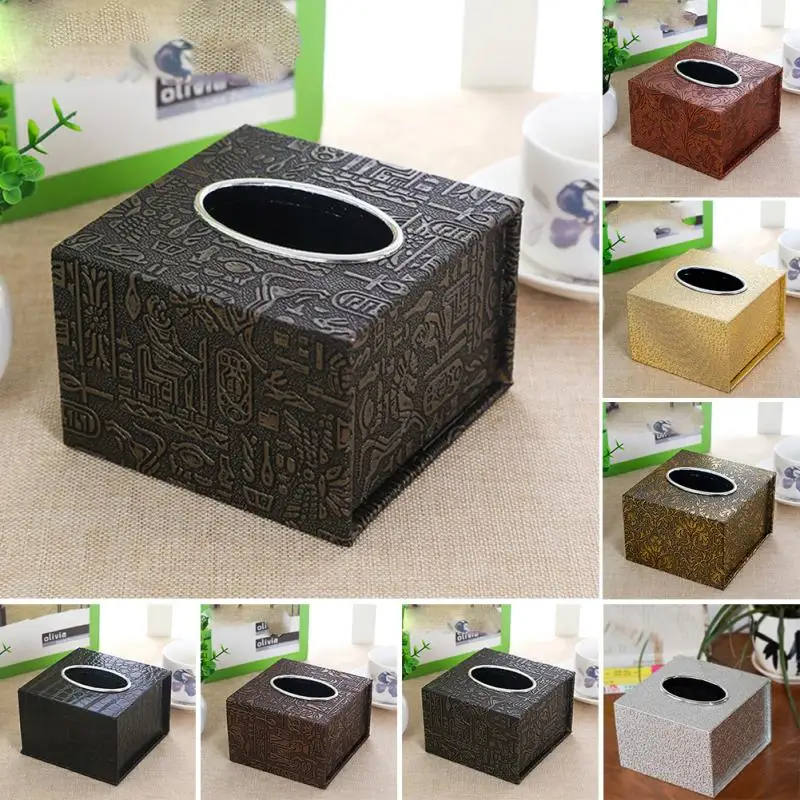 

Paper Rack Elegant Car Home Rectangle Shaped Tissue PU Leather Box Container Towel Napkin Tissue Holder #0926