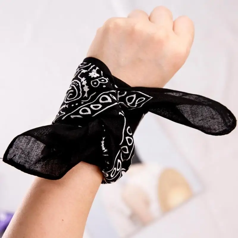 Hip Hop Unisex Women Men Shawl Cashew Flower Print Square Scarf Hair Band