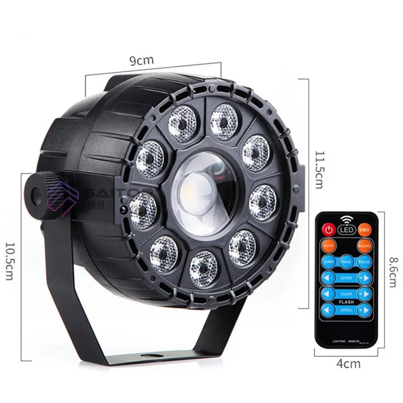

CLAITE Stage Lighting Effect 15W RGBW 10 LED Sound-activated Remote Control DMX Stage Strobe Light for Christmas Disco AC90-240V