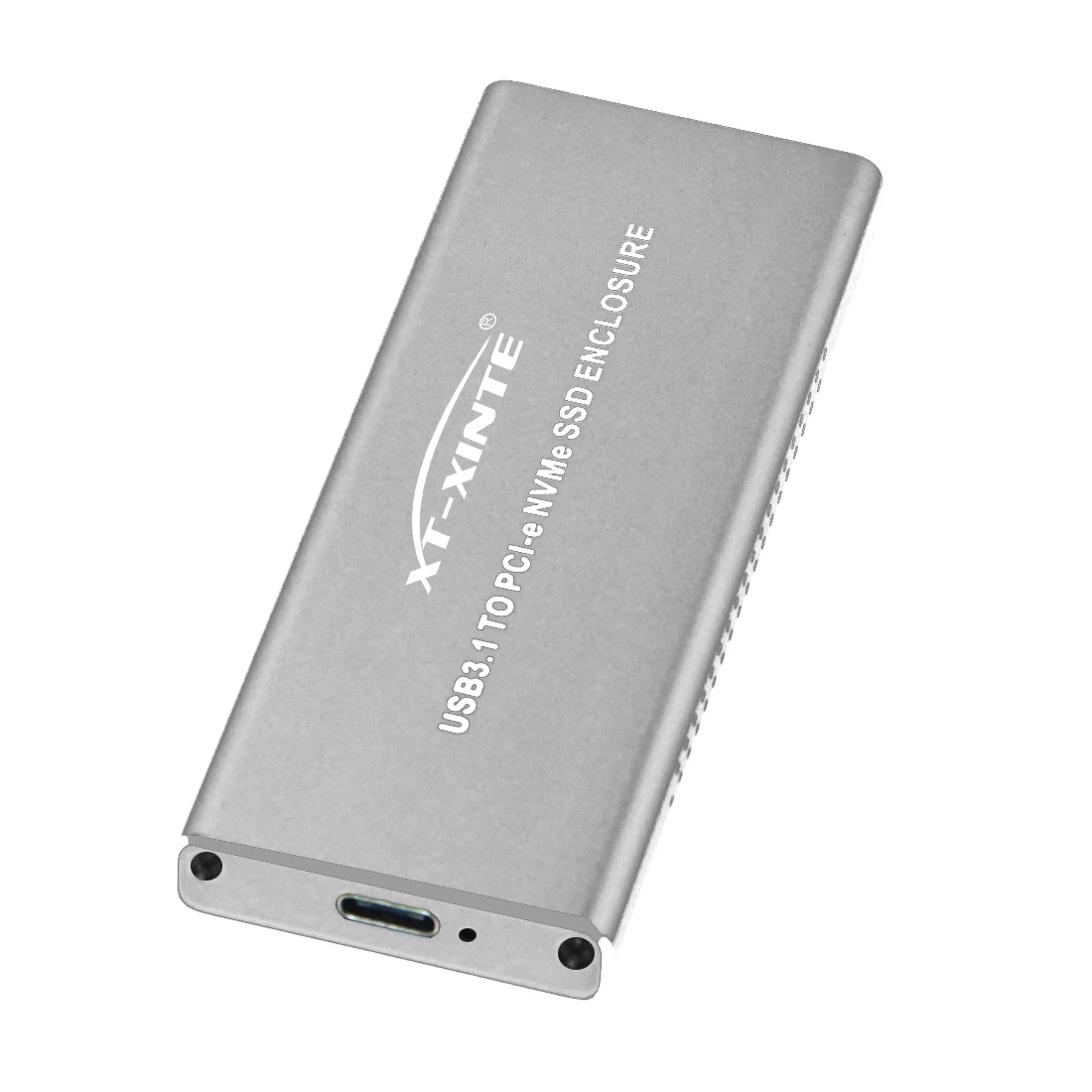 

USB3.1 to PCIE NVME M2 SSD Enclosure Silver Aluminum HDD Case with Type C Cable M.2 NGFF M Key Heatsink Hole HDD Box for M.2 SSD