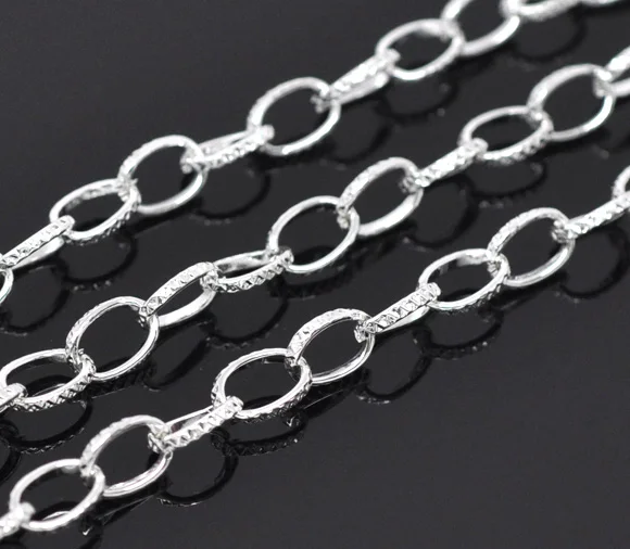 

Lovely 13M Silver Plated Links-Opened Chains 6x8mm (B13002)