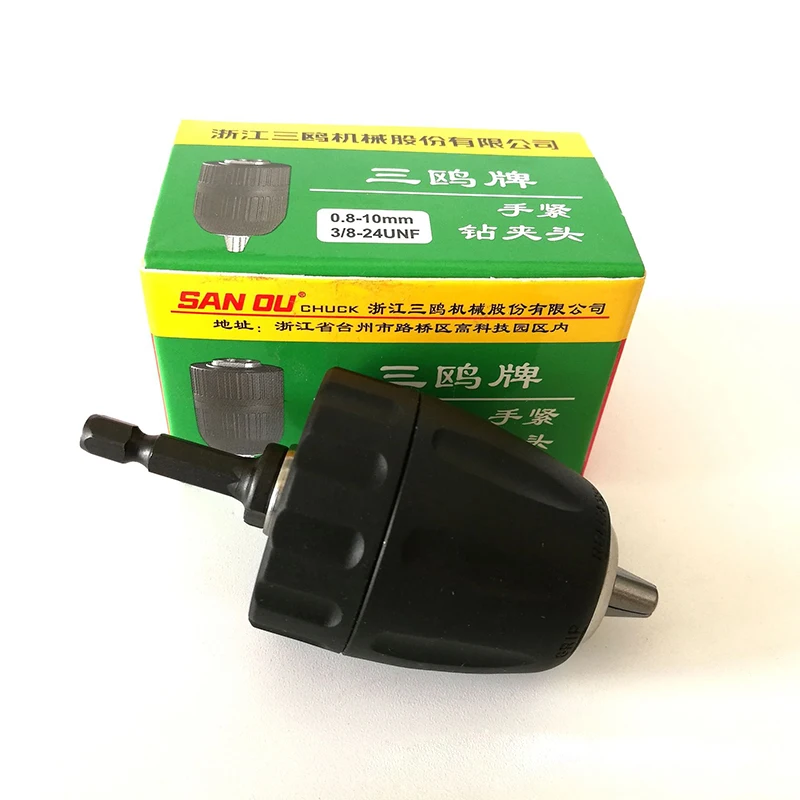 

0.8-10mm Keyless Drill Chuck Converter 3/8" 24UNF + 1/4" Hex Shank SDS Adaptor