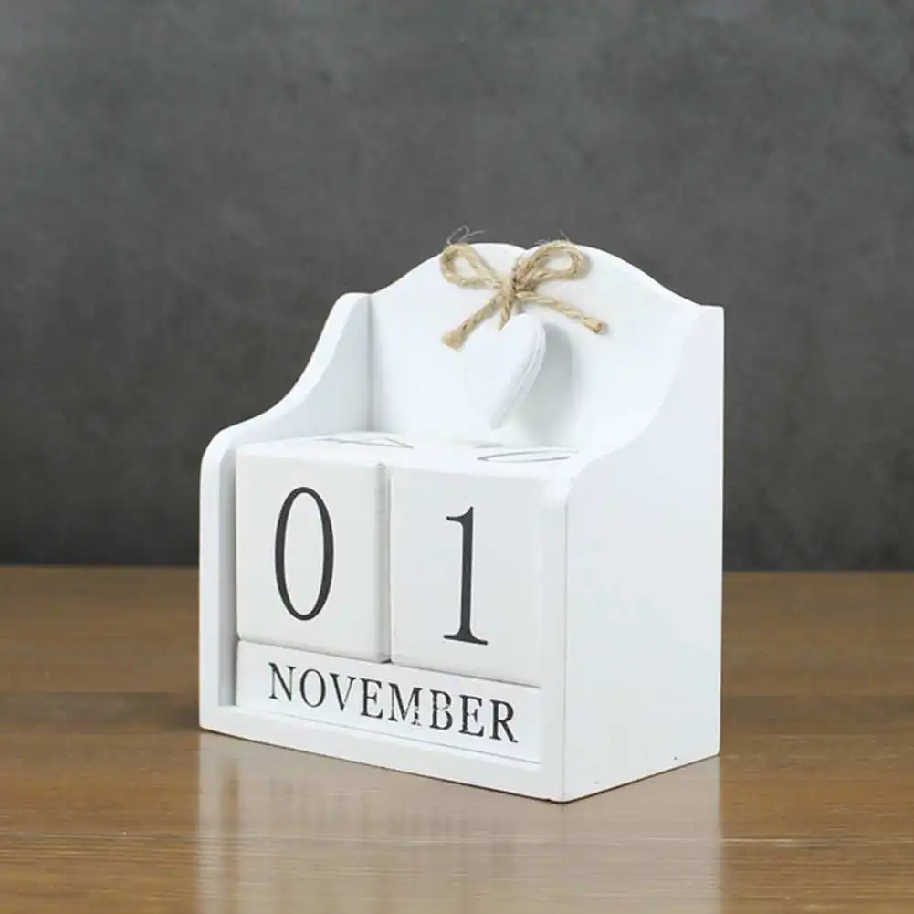  2019 Creative Diy Wood Block Perpetual Calendar Desk Figurines Calendar Wood Calendar Fashion Home 