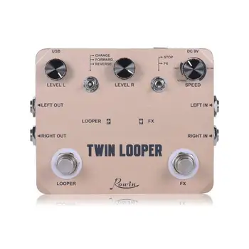 

Rowin Twin Looper Station Electric Guitar Effect Pedal Loop Station for Guitarists Golden