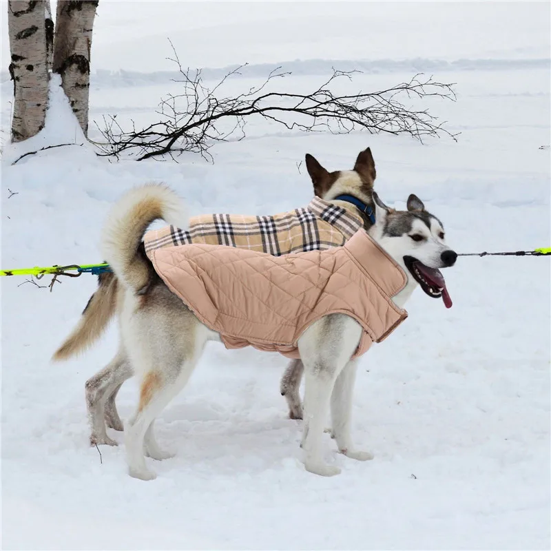 Куртка для собак, водонепроницаемая одежда, маленький большой S-XXL, зимний двусторонний теплый комбинезон для собак