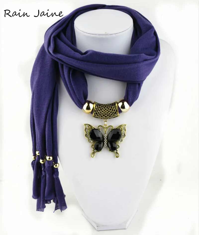 New Pattern Tassels Ornaments Hair Scarf Ancient Golden Butterfly Pendeloque Cut Shawl Scarfs For Ladies Muslim Scarves Necklace