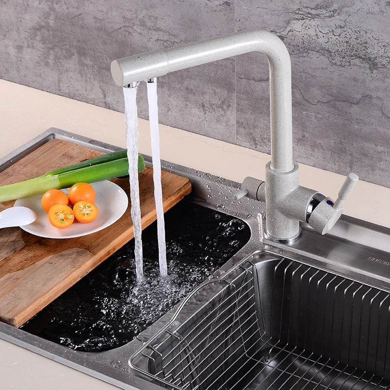 

Kitchen Filtered Faucet Water with Dot Brass Purifier Faucet Dual Sprayer Drinking Water Tap Vessel Sink Mixer Tap Torneira