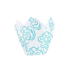 50 шт бумажный торт чашки вечерние сувениры выпечки чашки Огонь Дизайн с кексом зеленые волны обертки формочки для кексов