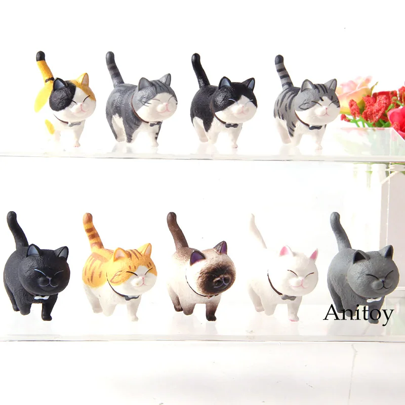 

9pcs/set Anime Cartoon Cat Bells Kawaii Lovely Neko Cats Action Figure Animal PVC Collection Model Toy