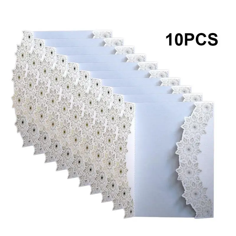  10PCS/set Elegant Delicate Carved Lace Wedding Party Invitations Cards with Bowknots Wedding Party  - 32963581844