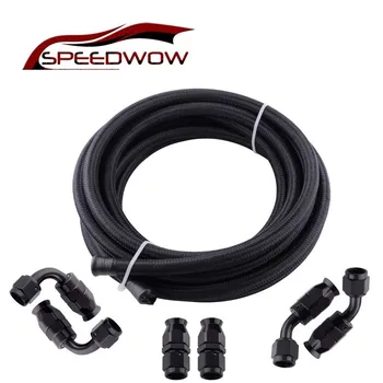 

SPEEDWOW AN6 Swivel PTFE Hose End 0+45+90+180Degerr Oil PTFE Fitting+3M Fuel Line Oil Gasoline Brake Line Hose E85