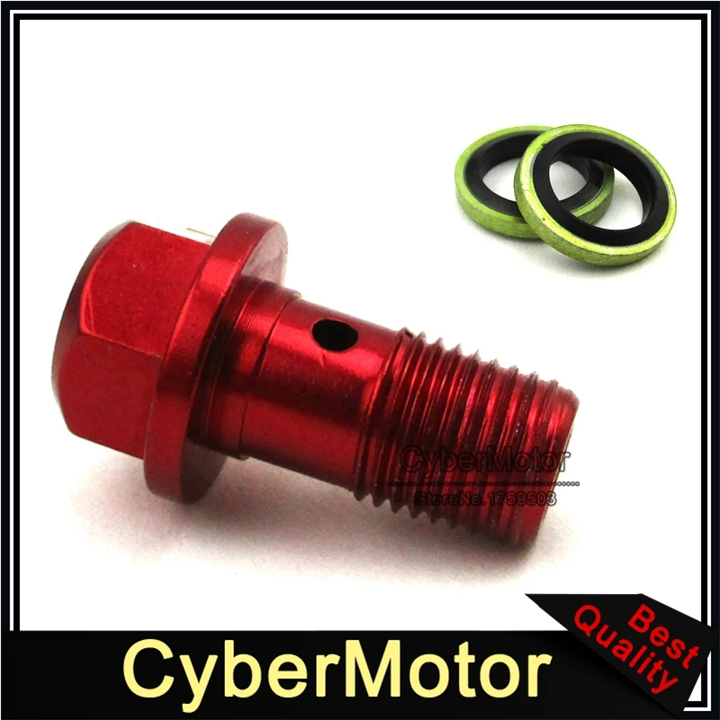 Red M10x1.0 Banjo Bolt Screw For Pit Dirt Bike ATV Quad Go Kart Moped Scooter Motorcycle Hydraulic Brake Oil Cooler