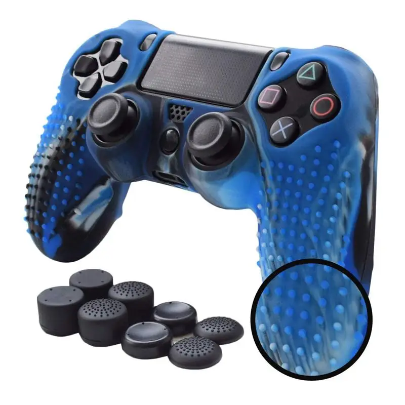 Противоскользящий силиконовый чехол для PS4/SLIM/PRO контроллер (Камуфляжный Skin x 1 + FPS