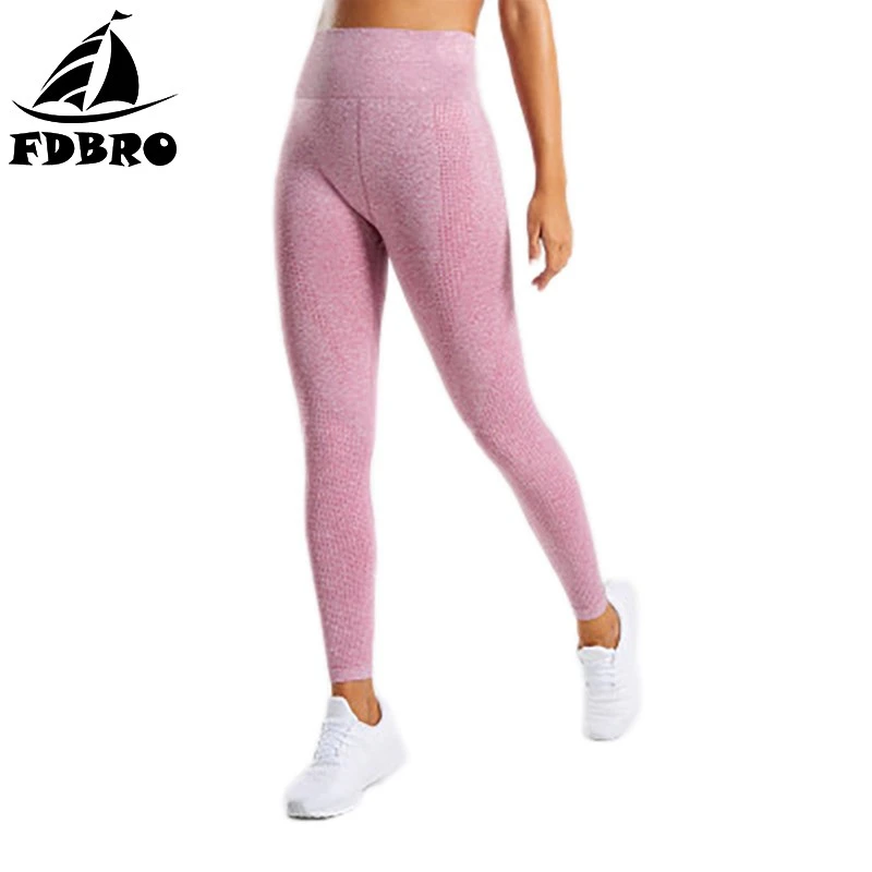 

FDBRO Tummy Control Yoga Pants High Waist Seamless Sport Leggings Push Up Fitness Trousers Workout Running Gym Athletic Tights