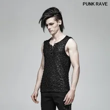 Модный повседневный мужской жилет в стиле панк-рок, готический Классический черный уличная одежда без рукавов, крутые летние майки в стиле Панк RAVE T-563