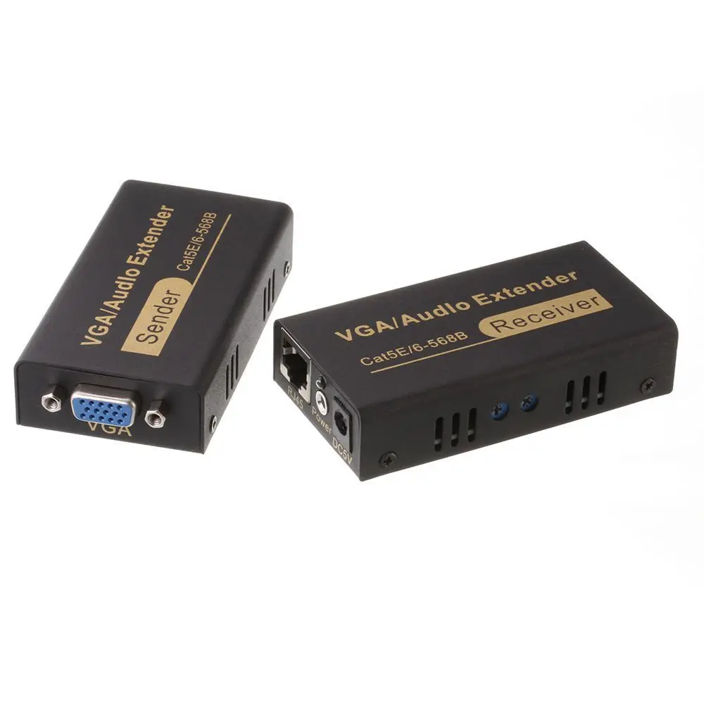 100 м 1080P Аудио Видео удлинитель VGA по одному RJ45 CAT5e/6 приемник отправителя Новый| |