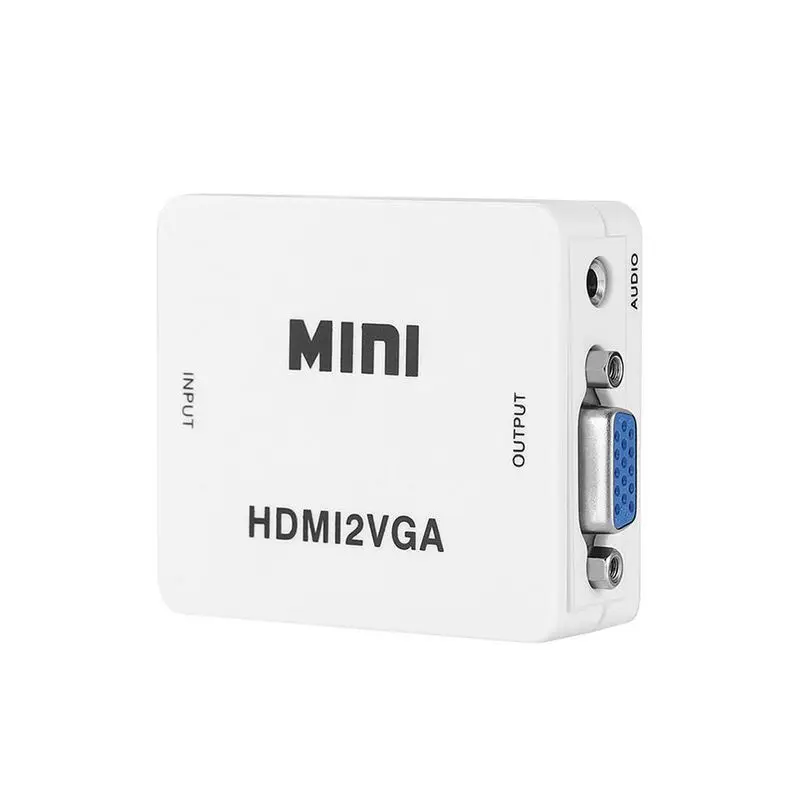 Pohiks 1080 P HDMI إلى VGA فيديو أغنية محول الأبيض عالية الجودة HDMI لمحول VGA للتلفزيون المحمول مربع ضوئي جديد Pohiks 1080 P HDMI إلى VGA فيديو أغنية محول الأبيض عالية الجودة HDMI لمحول VGA للتلفزيون المحمول مربع ضوئي جديد