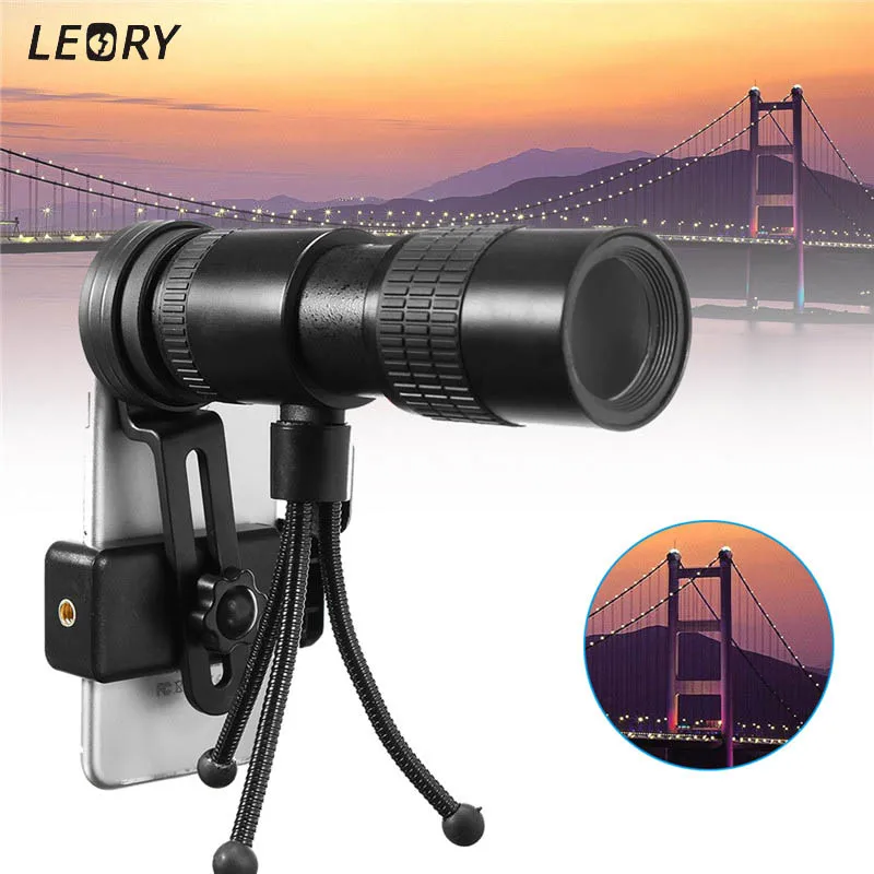 

Universal 10-30x ZOOM Telephoto Telescope Mobile Phone Camera Lens Clip Optical Monocular Camera Lens+Clip+Tripod for Smartphone