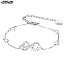 

Silver Infinity Bracelet Endless Love Heart Bracelet Adjustable Love Jewelry Women Gift for Christmas Day Valentine's Day