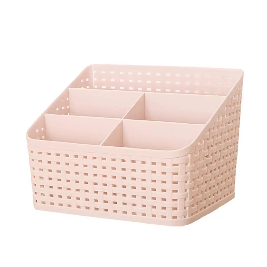 

Multi-grid Container Box Makeup Storage Holder Bathroom 5 Grid Tabletop Organizer Grey Blue, Pink, White